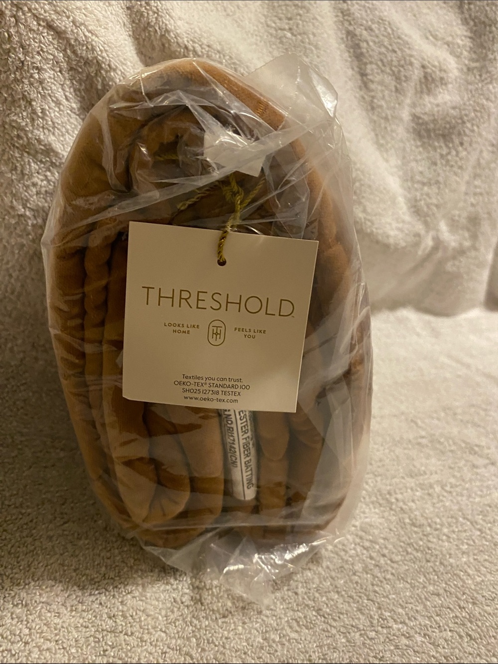 Threshold Quilted Throw Blanket in Tan Brown
